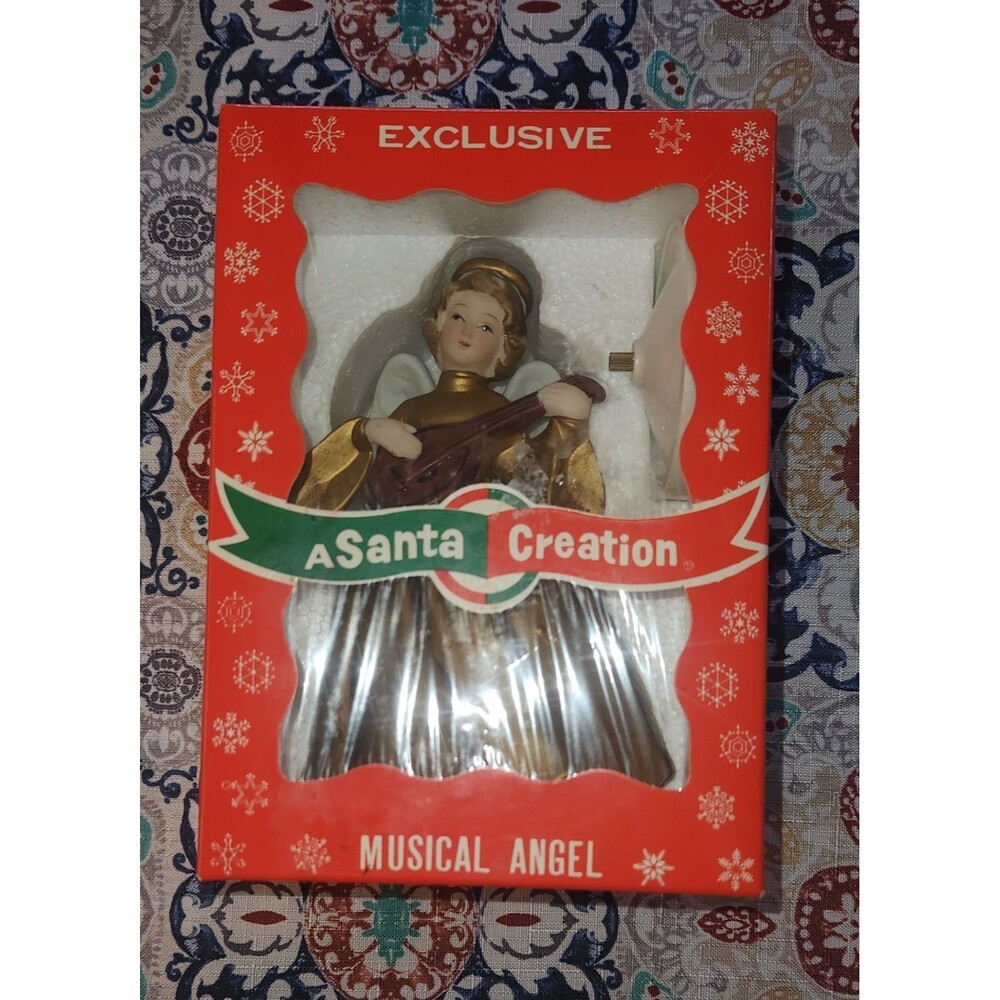 Vtg Berman & Anderson Rotating Musical Porcelain Angel Plays Silent Night 8"H